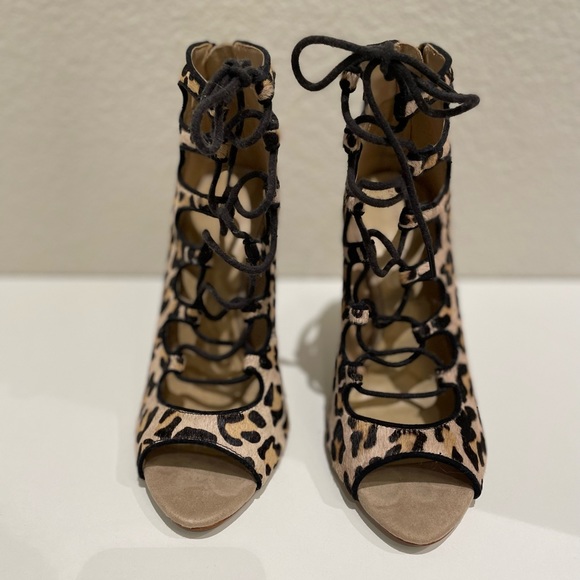 Zara Basic Animal Print Lace-up Ankle Booties - Picture 5 of 7
